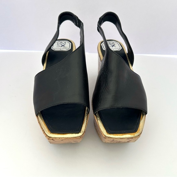 Donald J. Pliner Shoes - Donald Pliner DMSX Square Toe Sandal Shoe Cork Platform Leather Black Size 6.5